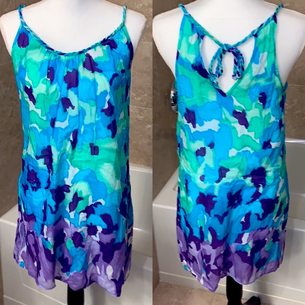*WORN ONCE* Vintage Y2K Ella Moss Watercolor Tieback Dress